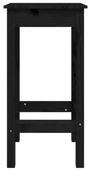 Barske stolice 2 kom crne 40 x 40 x 78 cm od masivne borovine - 2 bez naslona za leđa Bez naslona za leđa