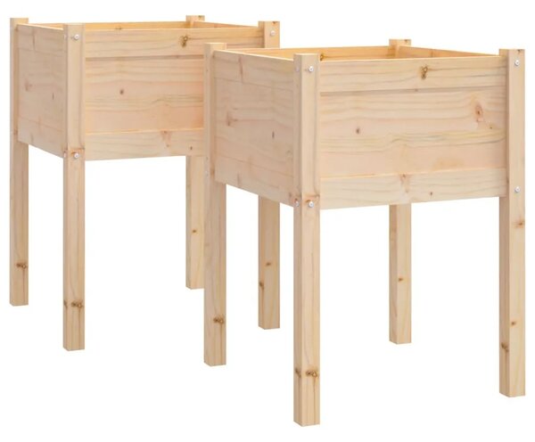 Vrtne sadilice 2 kom 50 x 50 x 70 cm od masivne borovine - Prirodna 2 1 Prirodna