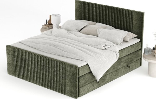 Tamno zeleni boxspring krevet s prostorom za odlaganje 200x200 cm Bergamo – Maison de Rêve