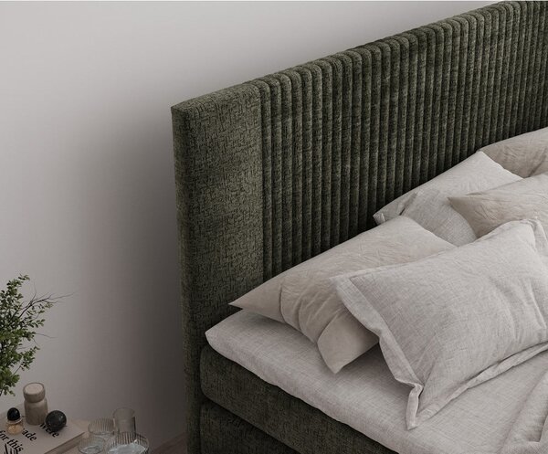 Tamno zeleni boxspring krevet s prostorom za odlaganje 200x200 cm Bergamo – Maison de Rêve