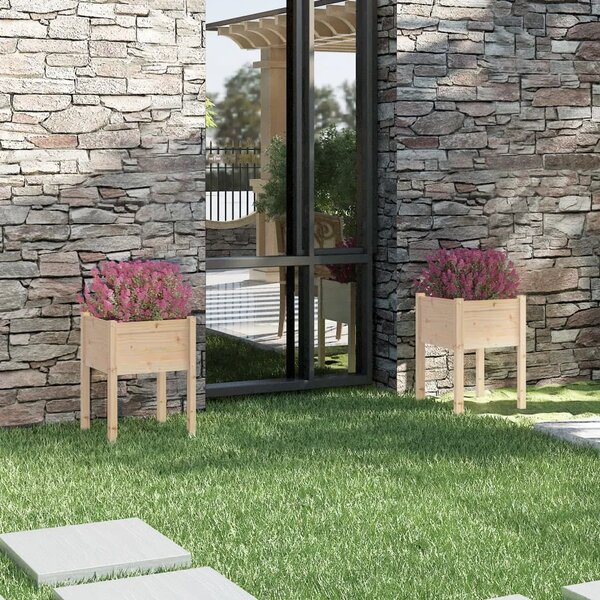 Vrtne sadilice 2 kom 50 x 50 x 70 cm od masivne borovine - Prirodna 2 1 Prirodna
