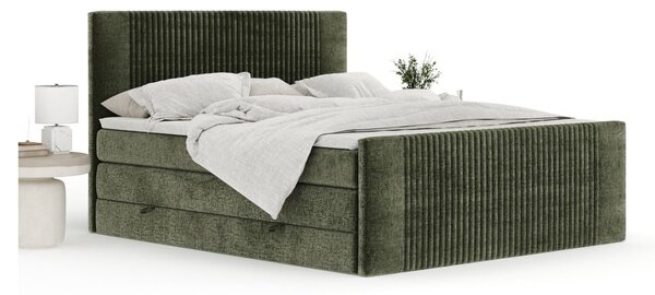 Tamno zeleni boxspring krevet s prostorom za odlaganje 200x200 cm Bergamo – Maison de Rêve