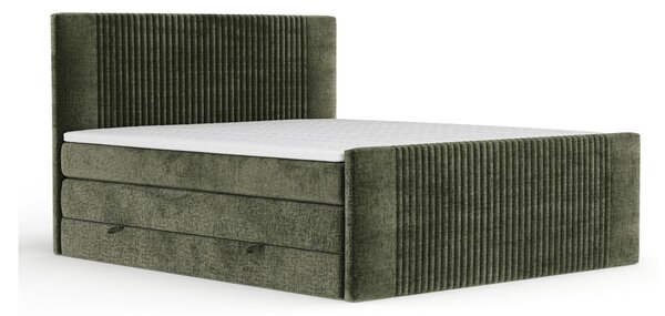 Tamno zeleni boxspring krevet s prostorom za odlaganje 200x200 cm Bergamo – Maison de Rêve