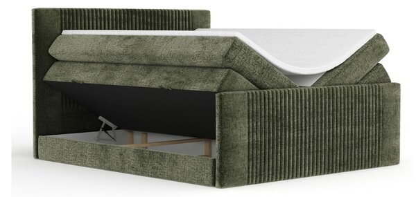 Tamno zeleni boxspring krevet s prostorom za odlaganje 200x200 cm Bergamo – Maison de Rêve