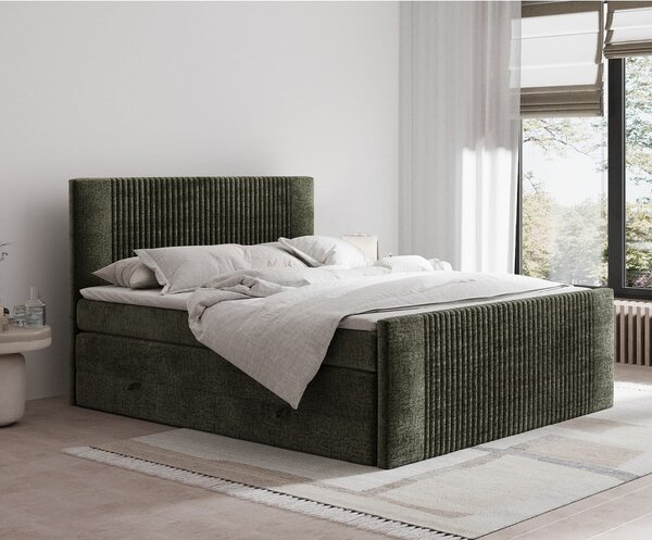Tamno zeleni boxspring krevet s prostorom za odlaganje 200x200 cm Bergamo – Maison de Rêve