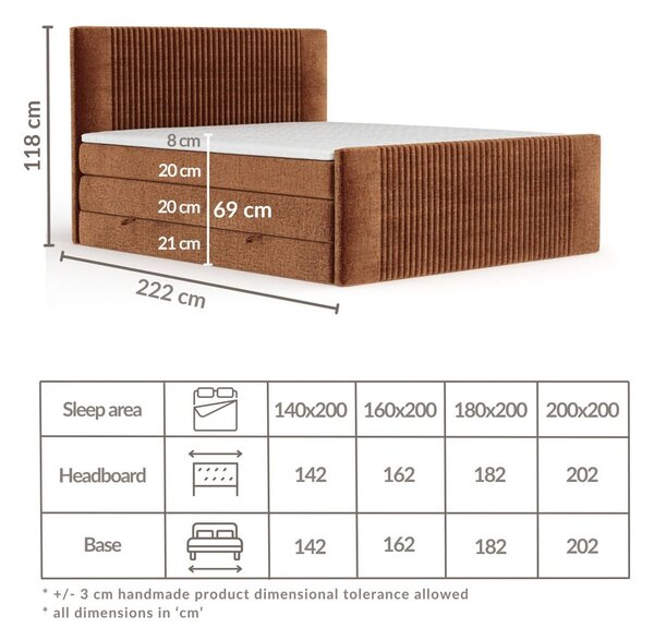 Tamno zeleni boxspring krevet s prostorom za odlaganje 200x200 cm Bergamo – Maison de Rêve