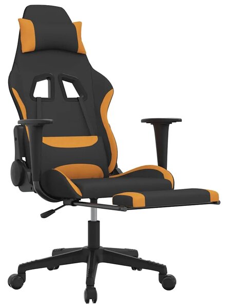 Masažna Gaming stolica od tkanine s osloncem crno-narančasta - Tamnožuta 1 Sa naslonom za noge Tamnožuta