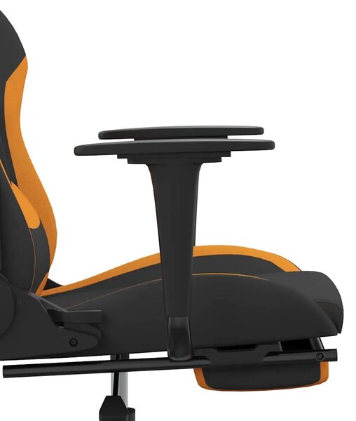 Masažna Gaming stolica od tkanine s osloncem crno-narančasta - Tamnožuta 1 Sa naslonom za noge Tamnožuta