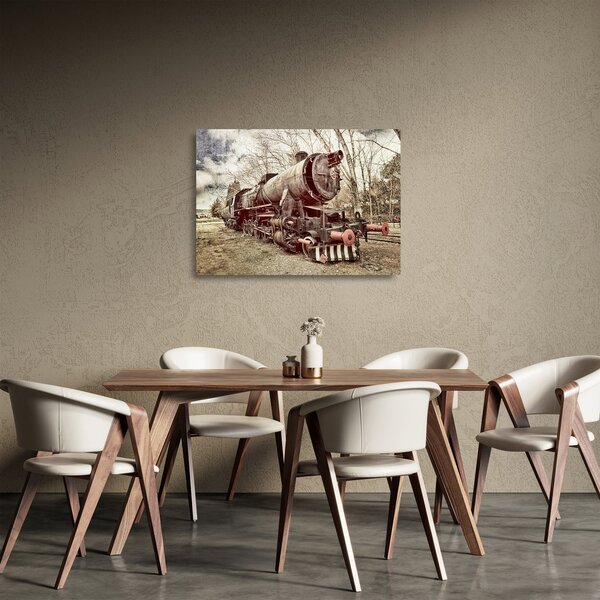 Povijesna staklena slika lokomotive (70x50 cm)