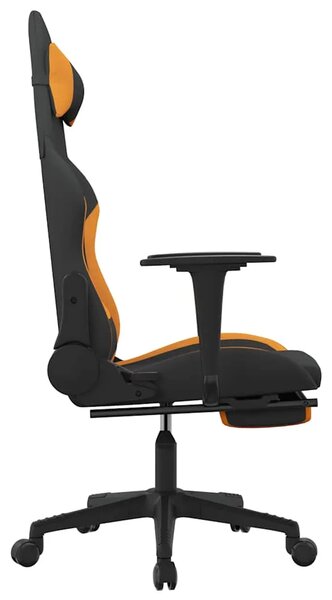 Masažna Gaming stolica od tkanine s osloncem crno-narančasta - Tamnožuta 1 Sa naslonom za noge Tamnožuta