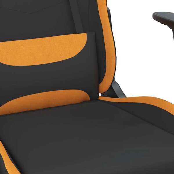 Masažna Gaming stolica od tkanine s osloncem crno-narančasta - Tamnožuta 1 Sa naslonom za noge Tamnožuta