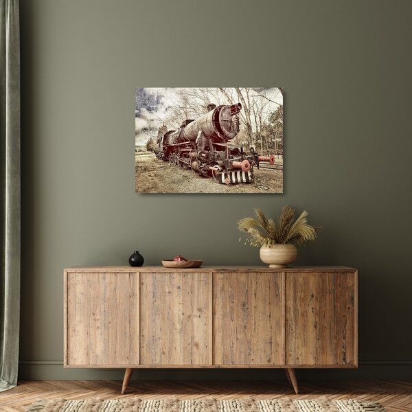 Povijesna staklena slika lokomotive (70x50 cm)