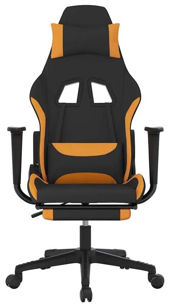 Masažna Gaming stolica od tkanine s osloncem crno-narančasta - Tamnožuta 1 Sa naslonom za noge Tamnožuta