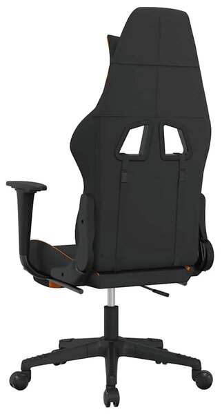 Masažna Gaming stolica od tkanine s osloncem crno-narančasta - Tamnožuta 1 Sa naslonom za noge Tamnožuta