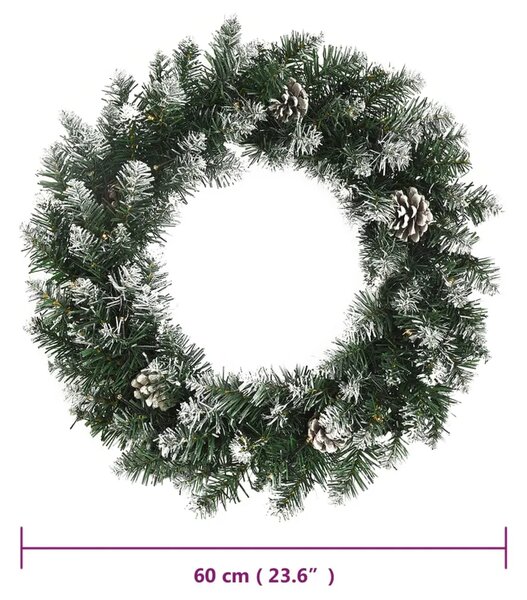 Božićni vijenac s LED svjetlima zeleni 60 cm PVC - 60 x 60 cm 1 1 60 x 60 cm
