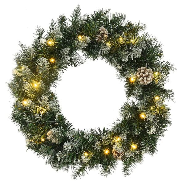 Božićni vijenac s LED svjetlima zeleni 60 cm PVC - 60 x 60 cm 1 1 60 x 60 cm