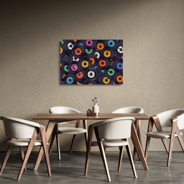 Staklena slika - Glazbene gramofonske ploče (70x50 cm)
