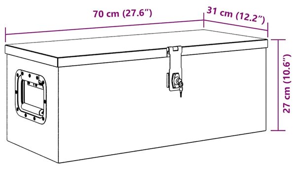 Kutija za pohranu srebrna 70 x 31 x 27 cm aluminijska - Srebrno 70 x 31 x 27 cm 1 1