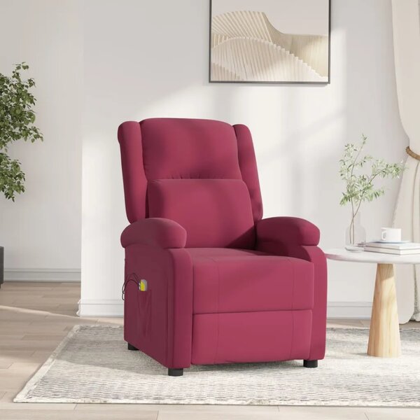 Električni Masažni naslonjač - Masažna fotelja baršunasti crvena boja vina - boja crnog vina 1 1 boja crnog vina