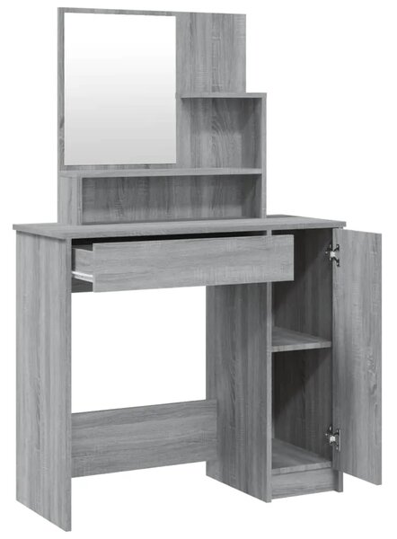 Toaletni stolić s ogledalom boja hrasta sonome 86 5x35x136 cm - Sivi hrast sonoma 1 Sivi hrast sonoma