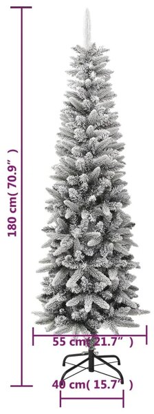 Umjetno usko božićno drvce sa snijegom 180 cm PVC i PE - 180 x 55 cm 1 1 1