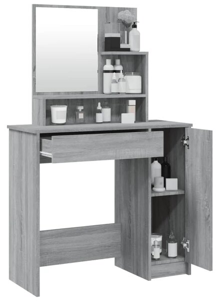 Toaletni stolić s ogledalom boja hrasta sonome 86 5x35x136 cm - Sivi hrast sonoma 1 Sivi hrast sonoma