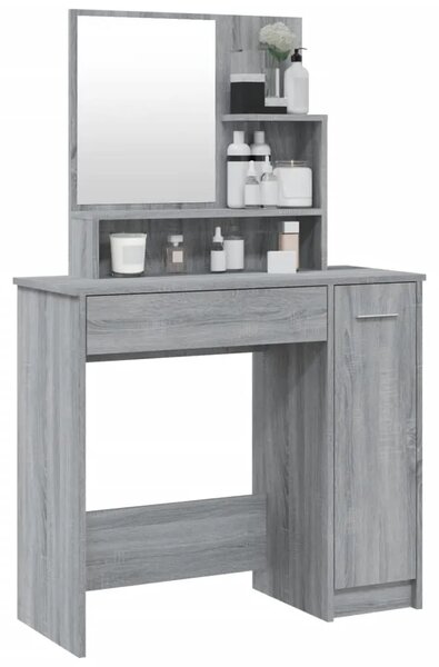 Toaletni stolić s ogledalom boja hrasta sonome 86 5x35x136 cm - Sivi hrast sonoma 1 Sivi hrast sonoma