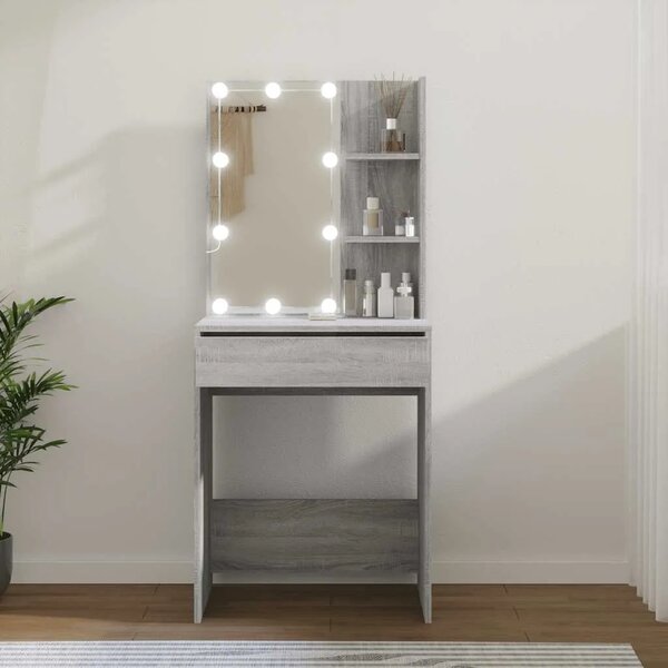 Toaletni stolić s LED svjetlima boja hrasta sonome 60x40x140 cm - Sivi hrast sonoma 1 Sivi hrast sonoma