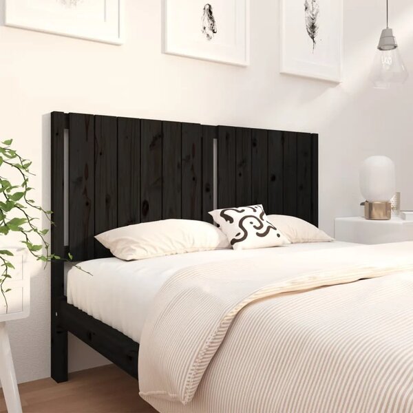 Uzglavlje za krevet crni 145 5 x 4 x 100 cm od masivne borovine - Crna 145.5 x 100 cm 1 Crna