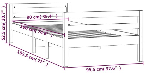 Okvir kreveta bez madraca bijeli 90 x 190 cm masivna borovina - Bijela 90 x 190 cm Bijela 90 x 190 cm
