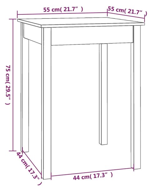 Blagovaonski stol bijeli 55 x 55 x 75 cm od masivne borovine - Bijela 1 55 cm Bijela