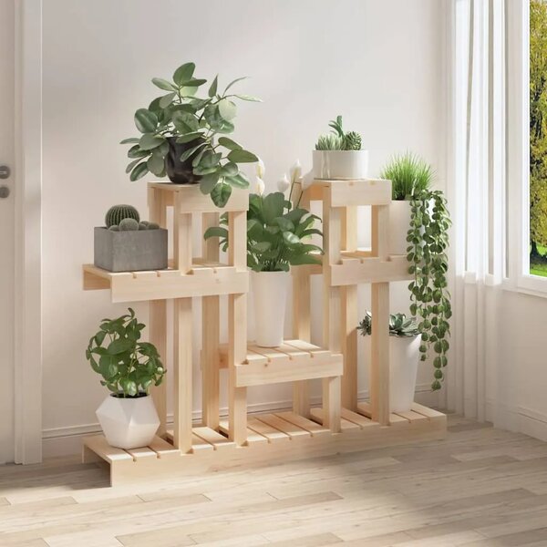 Stalak za biljke 104 5 x 25 x 77 5 cm od masivne borovine - Prirodna 104.5 x 25 x 77.5 cm 1 Prirodna