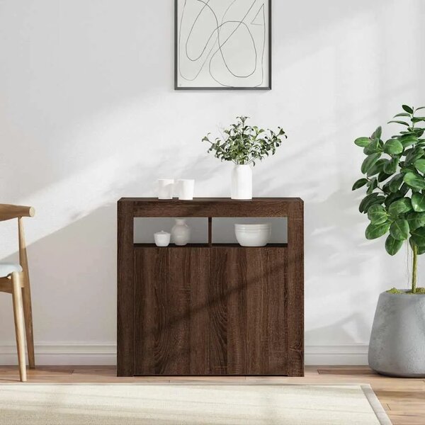 Komoda s LED svjetlima boja dimljenog hrasta 80 x 35 x 75 cm - Smeđi hrast 80 x 35 x 75 cm 1 Smeđi hrast