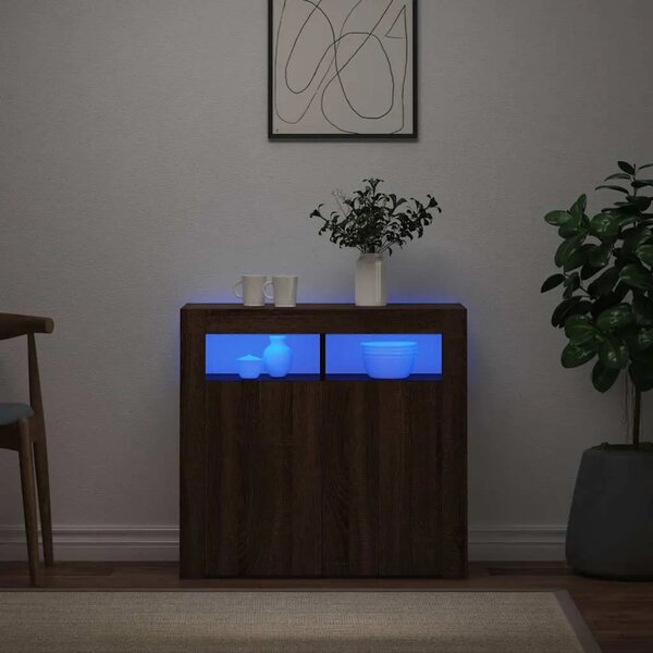 Komoda s LED svjetlima boja dimljenog hrasta 80 x 35 x 75 cm - Smeđi hrast 80 x 35 x 75 cm 1 Smeđi hrast