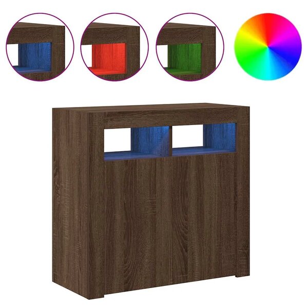 Komoda s LED svjetlima boja dimljenog hrasta 80 x 35 x 75 cm - Smeđi hrast 80 x 35 x 75 cm 1 Smeđi hrast