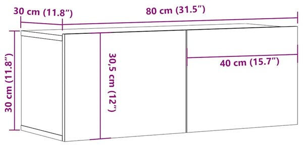 TV ormarić boja betona 80 x 30 x 30 cm od konstruiranog drva - Beton siva 1 80 cm Beton siva