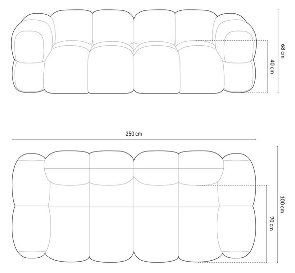 Smeđa sofa 250 cm Loretto – Cosmopolitan Design