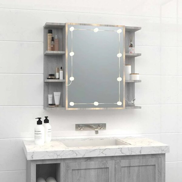 Ormarić s ogledalom LED boja hrasta sonome 70 x 16 5 x 60 cm - Sivi hrast sonoma 1 Sivi hrast sonoma