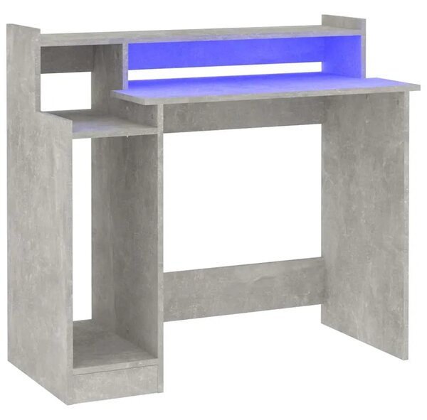 Radni stol s LED svjetlima sivi 97x45x90 cm konstruirano drvo - Beton siva Beton siva