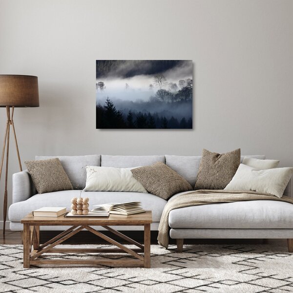Staklena slika magle nad šumom (70x50 cm)