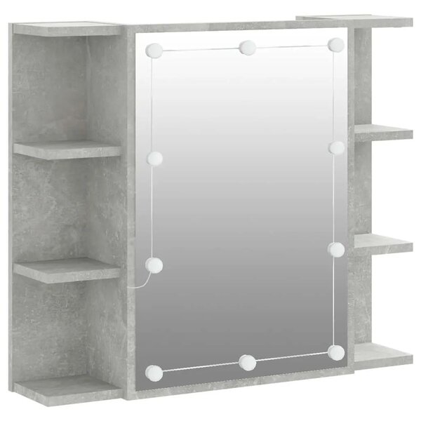 Ormarić s ogledalom i LED svjetlima boja betona 70x16 5x60 cm - Beton siva 1 Beton siva
