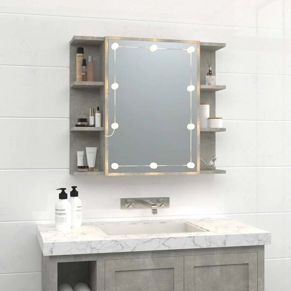 Ormarić s ogledalom i LED svjetlima boja betona 70x16 5x60 cm - Beton siva 1 Beton siva