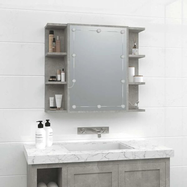 Ormarić s ogledalom i LED svjetlima boja betona 70x16 5x60 cm - Beton siva 1 Beton siva