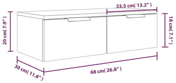 Zidni ormarić boja betona 68 x 30 x 20 cm od konstruiranog drva - Beton siva 1 1 Beton siva