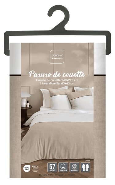 Bijela/bež pamučna posteljina za bračni krevet/za produženi krevet 240x220 cm Gabrielle – douceur d'intérieur