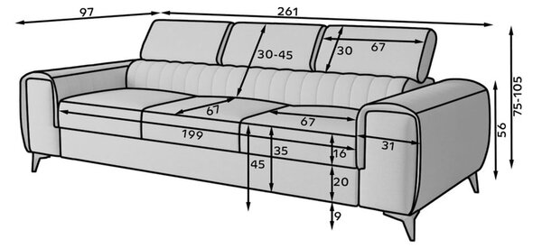 Zelena baršunasti sklopiva sofa 261 cm Laurence – ELTAP