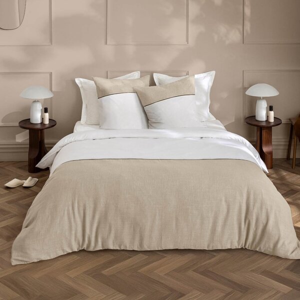 Bijela/bež pamučna posteljina za bračni krevet/za produženi krevet 240x220 cm Gabrielle – douceur d'intérieur