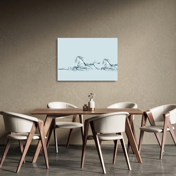 Staklena slika - Konji od kapljica vode (70x50 cm)