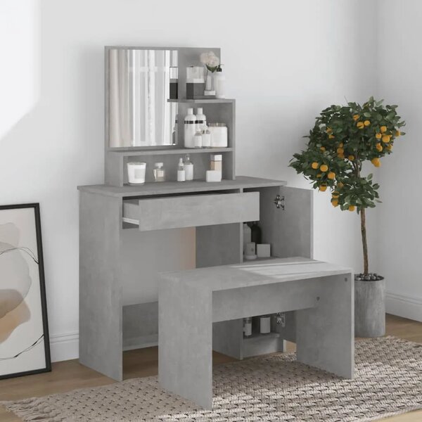 Toaletni stolić s ogledalom siva boja betona 86 5x35x136 cm - Beton siva 1 Beton siva