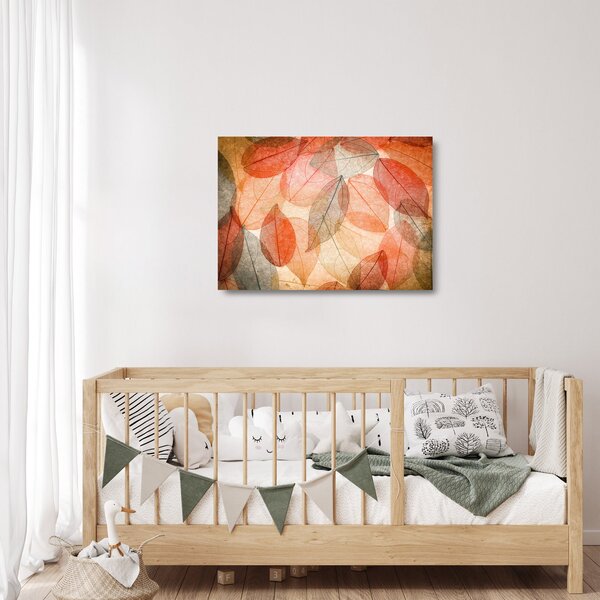 Staklena slika naslikanog jesenskog lišća (70x50 cm)